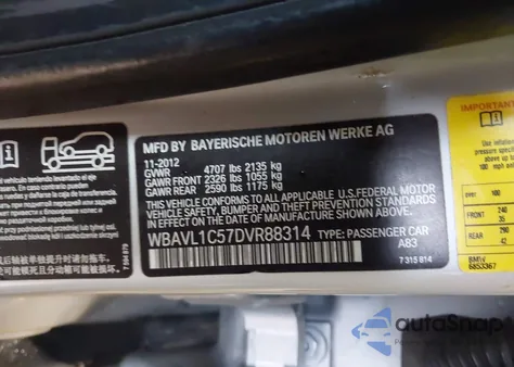 2013 BMW X1 xDrive28I z USA, uszkodzony, nr VIN WBAVL1C57DVR88314